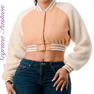 Fur Sleeve Varsity Jacket